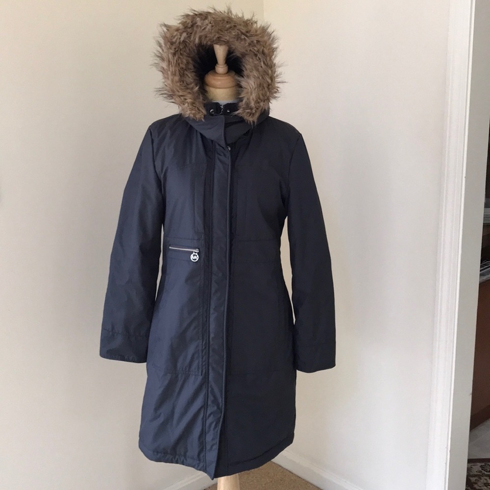 Michael Michael Kors grey faux fur trim jacket